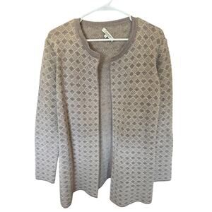 Cocogio Cardigan Sweater L Womens Long Sleeve Wool Blend Brown Tan Warm Winter
